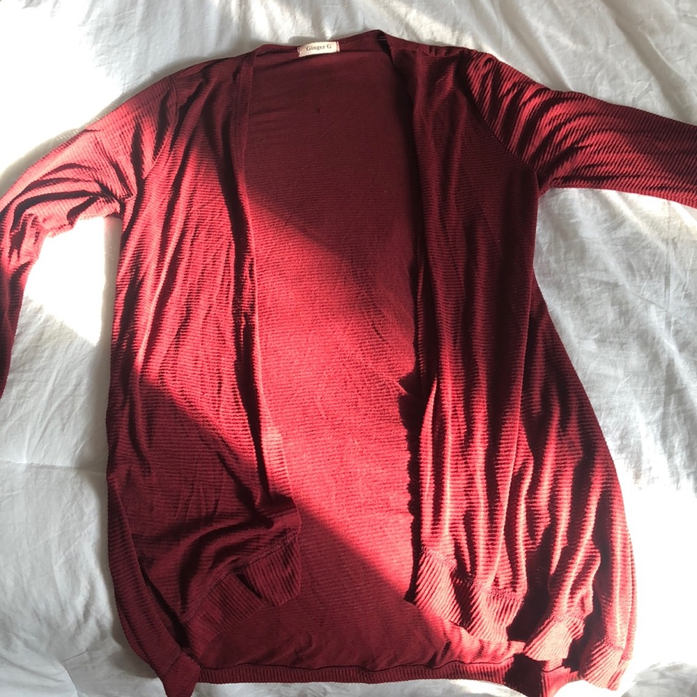 🎄Ginger G Cranberry Red Long Ribbed Cardigan